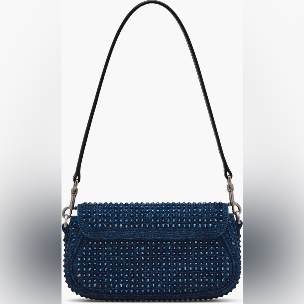 Marc Jacobs The Clover Crystal Embellished Denim Shoulder Bag Dark Wash Crystal - Picture 5 of 11